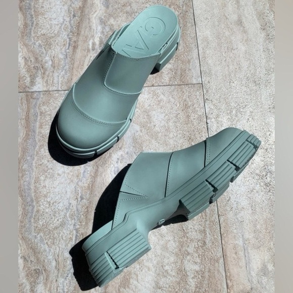 GANNI Recycled Rubber City Mule in Kalamata Green Sz. EU 43 / US 13 - Picture 2 of 13